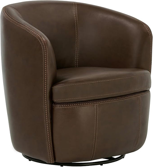 Parker Living Barolo - Vintage Brown 100% Italian Leather Swivel Club Chair