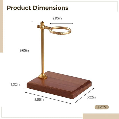 Pour Over Coffee Stand, Adjustable Dripper Holder, Solid Wood Base, Brass Metal Filter Brewer, Elegant Design for Home Office Cafe Bar Flavor Extraction