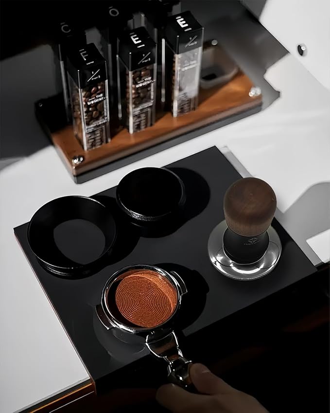 53mm Coffee Tamper with Wooden Handle –Spring Loaded Espresso Tamper, 51mm Stainless Steel Coffee Distributor, Classic Series Barista Hand Tool (53mm)