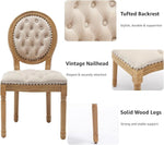 Load image into Gallery viewer, French Country Dining Chairs Set of 4, Beige Velvet Upholstered Dining Chairs, Tufted Back, Solid Wood Legs, Farmhouse Kitchen &amp; Dining Room Chairs, Sillas De Comedor (Beige, 4Pcs)