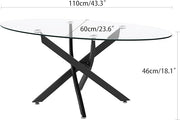 Oval Coffee Table Modern Living Room Table with Tempered Glass Top and Black Metal Legs Contemporary Stylish Center Table Tea Table for Living Room Office