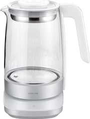 ZWILLING Enfinigy Glass Kettle 1.7L, Tea Kettle, 6 Preset Temps for the Perfect Cup, Tea Timer, Silver