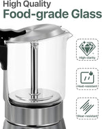Load image into Gallery viewer, Grasseed Crystal Glass-Top Moka Pot, Brushed Stainless Steel Stovetop Espresso Maker for Italian Coffee - 9 Cup/360ml/12.6oz