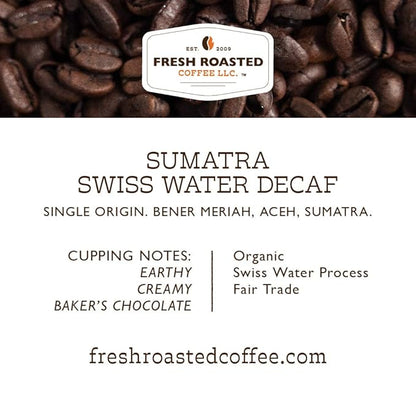 Fresh Roasted Coffee, Organic Sumatra Water-Processed Decaf | 100% Single Origin, USDA Organic, Kosher | Medium Roast K-Cup Compatible | 72 Pods