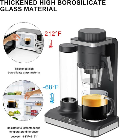 LUXU Glass Coffee Mugs Set of 4,14 oz Clear Coffee Cups,Hand Blown&Seamless Design,Heat Resistant and Explosion-Proof,Lightweight Tea Mugs with Anti Scald Handle Ideal for Home,Cafe