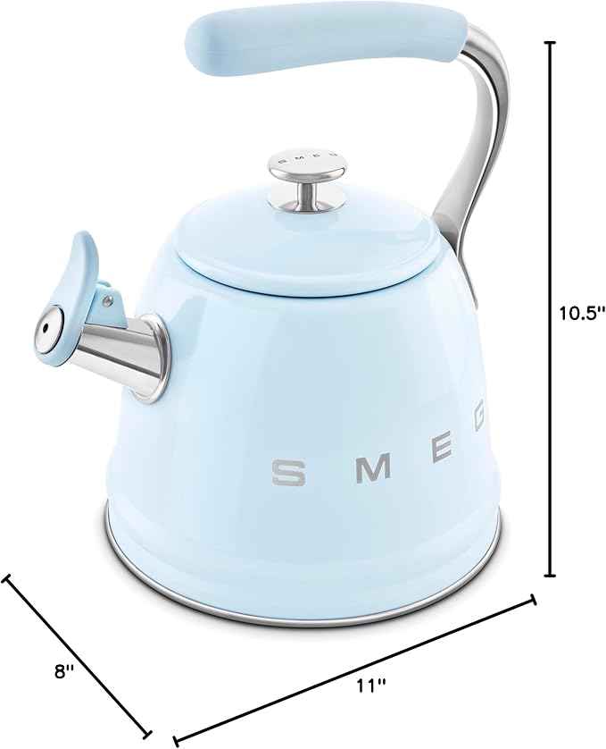 SMEG Retro Stovetop Whistling Kettle – 2.4Q (Pastel Blue)