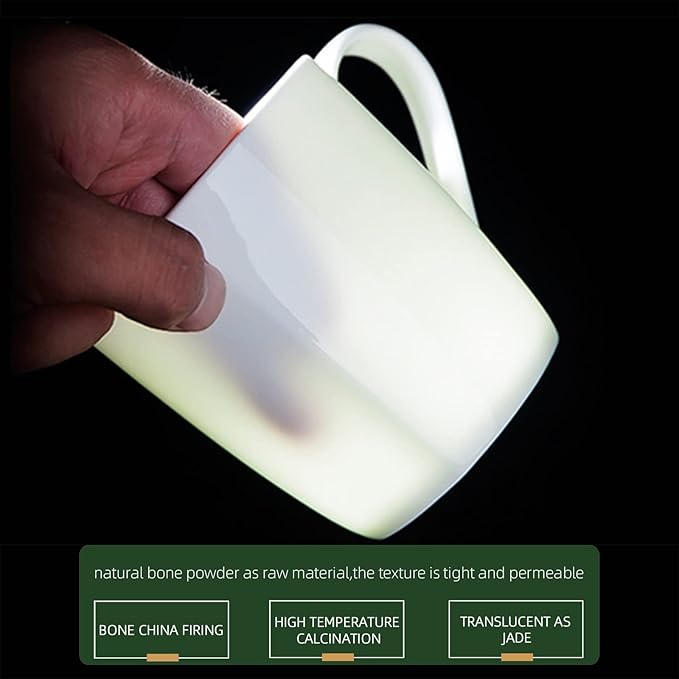 Fine Bone China Coffee Mugs, 10oz White Espresso Cups, Lightweight Tea Cups, Porcelain Coffee Cups Set of 2, Ceramic Mug with Gold Rim for Latte Mocha Cappuccino Women Men, Easy to Hold(Moonlight)