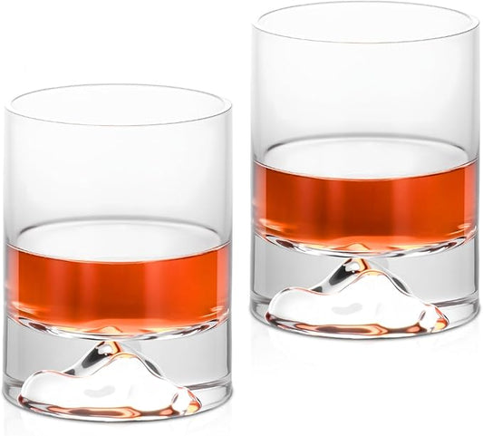 KAMMAK Iceberg Whiskey Glass, 8.45 oz (250 ml) Old Fashioned Tumbler with Unique Iceberg Base, Thick Glass & Delicate Rim for Scotch, Bourbon, Cocktails - Artistic Barware Decor