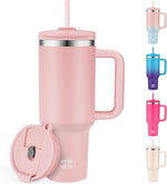 Load image into Gallery viewer, WETOWETO 40oz Tumbler with Handle and Lid | 100% Leakproof Insulated Stainless Steel Travel Mug | Keeps Cold 34Hrs/Hot 10Hrs | Dishwasher Safe, Fits Car Cup Holder (Blush Color)