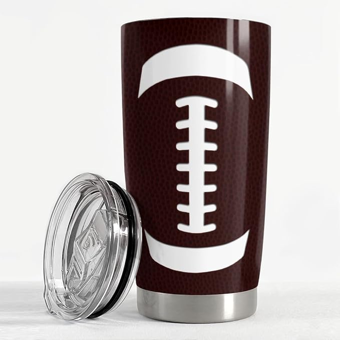 SANDJEST Football Tumbler Cup 20oz Stainless Steel Insulated Travel Mug Tumblers Cup Football Gifts for Coaches Women Men Gifts for Birthday Christmas