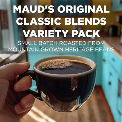 Maud's Original Coffee Pods Variety Pack, 80 ct, 9 Assorted Roasts, Dark & Medium Roast Coffee in Recyclable Single Serve Pods – 100% Arabica Coffee, Compatible with Keurig K Cups Maker