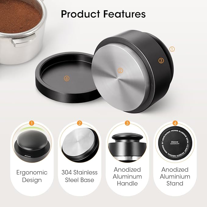 Aieve Espresso Tamper 54mm,Spring Loaded Coffee Tamper with 15lb / 25lb / 30lbs Replacement Springs Fits for 54mm Breville Portafilter