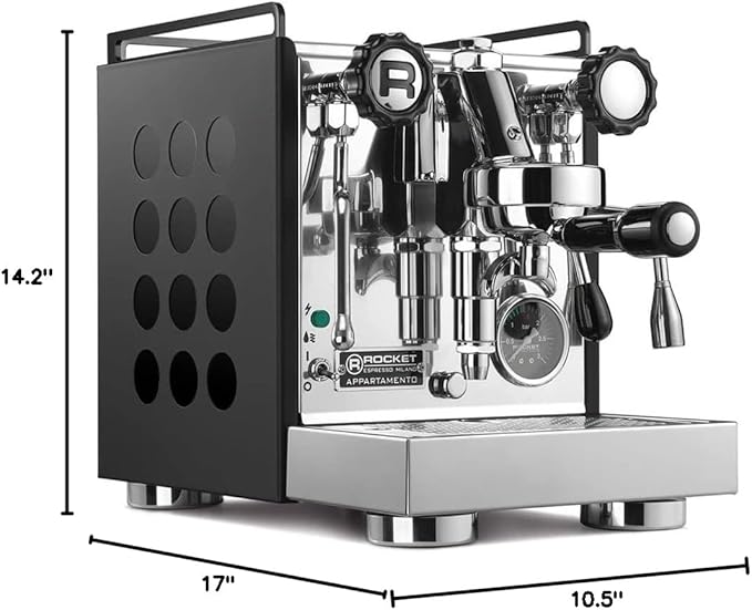 Rocket Espresso Appartamento Nera Espresso Machine and Eureka Mignon Notte Grinder Bundle (Black)