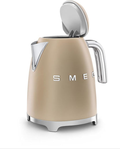 SMEG 50's Retro Style 7 Cup Electric Water Kettle with Automatic Shutoff, Removable Base, and Water Indicator, KLF03CHMUS, Matte Campagne