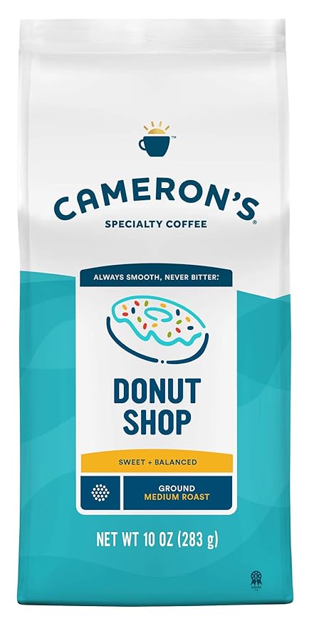 Cameron's Coffee Roasted Ground Coffee Bag, Donut Shop Blend, 10 Ounce, Pack of 6