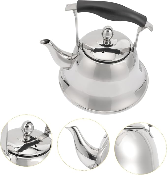 ERINGOGO 2L Whistling Tea Kettle Stovetop, Stainless Steel Teapot Water Kettle with Removable Tea Infuser, Mirror Polished Retro Tea Maker for Gas, Induction