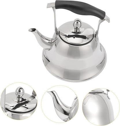 ERINGOGO 2L Whistling Tea Kettle Stovetop, Stainless Steel Teapot Water Kettle with Removable Tea Infuser, Mirror Polished Retro Tea Maker for Gas, Induction