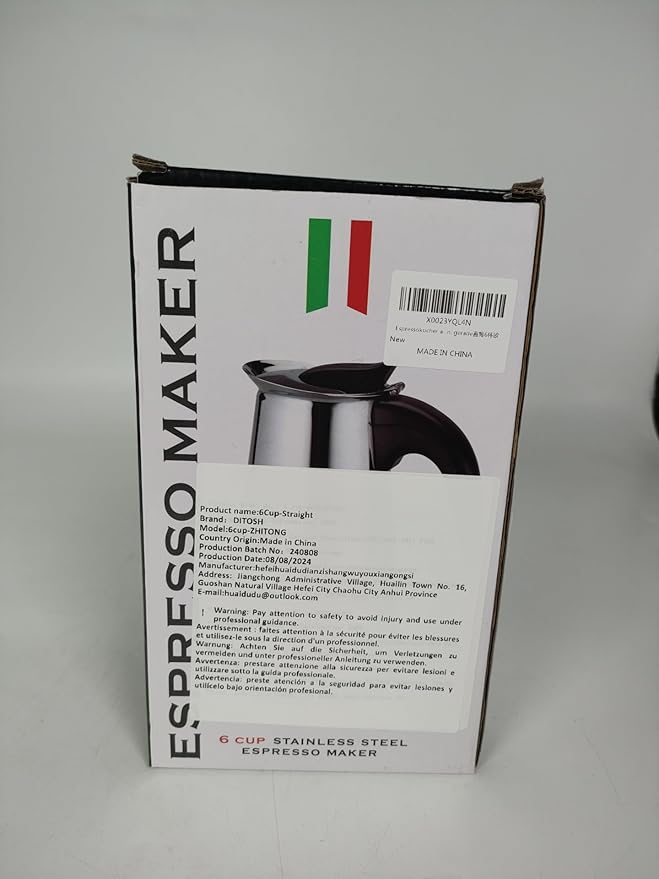 6 Cup Stovetop Espresso Maker Stainless Steel Moka Pot Stove Top Percolator Italian Coffee Makers Capable Mocha Greca Machine Cafe Classic Induction Cookers for Home and Camping 300ml 10oz