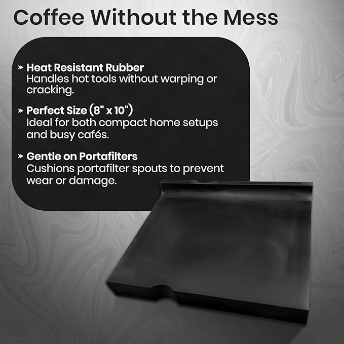 Rattleware Premium Tamping Mat - Non-Slip Espresso Packing Surface, Heatproof, Durable Rubber, Protects Countertops, Kitchen & Coffee Bar Essential (8" x 10")