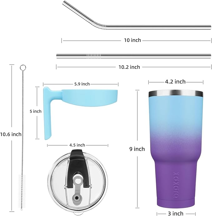 BJPKPK 40oz Tumbler With Handle Stainless Steel Insulated Tumbler Cups With Lid And Straw,Ocean Dream