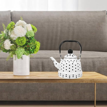 Zerodeko Vintage Enamel Tea Kettle with Handle Portable Water Boiling Kettle for Induction Electric Gas Stoves for Home Office Restaurant Dorm Use