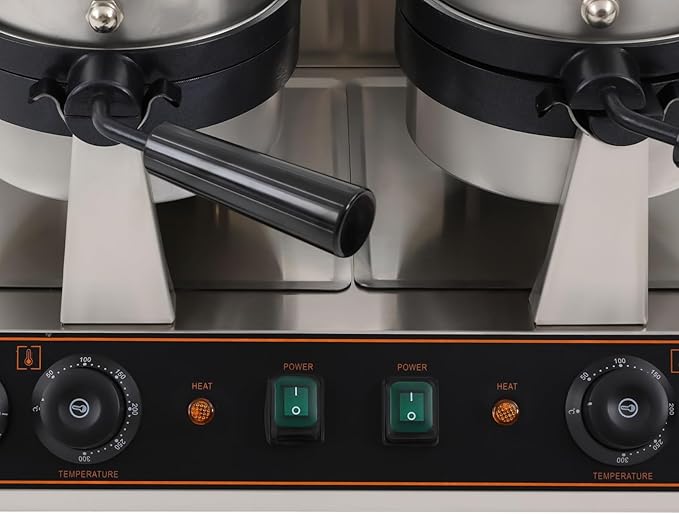 Commercial UFO Burger Maker Machine, 2.4KW Electric Dual Head Burger Waffle Cone Maker, 180° Rotating Ice Cream Sandwich Maker w/Non-stick Baking Tray for Household Or Commercial (Dual Head)