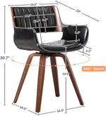 Load image into Gallery viewer, LUNLING Swivel Accent Faux Leather Dining Chairs Set of 2, Mid Century Modern Chairs with Wooden Legs/Armrest/Upholstered Seat/Adjustable Foots for Kitchen Dining Room Desk Chairs,Black…
