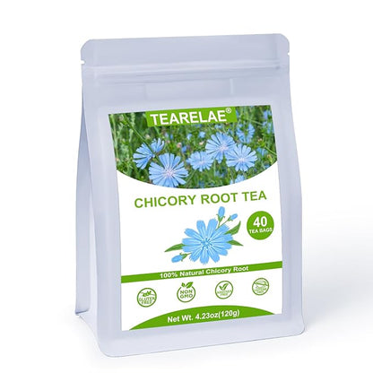 TEARELAE - Chicory Root Tea, 40 Count - Premium Chicory Tea - Natural Coffee Alternative - Caffeine-free - Non-GMO - Support Liver Health & Digestive