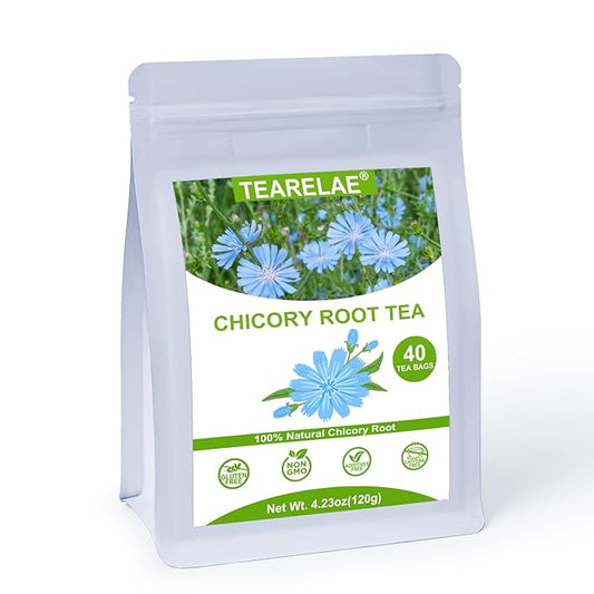 TEARELAE - Chicory Root Tea, 40 Count - Premium Chicory Tea - Natural Coffee Alternative - Caffeine-free - Non-GMO - Support Liver Health & Digestive