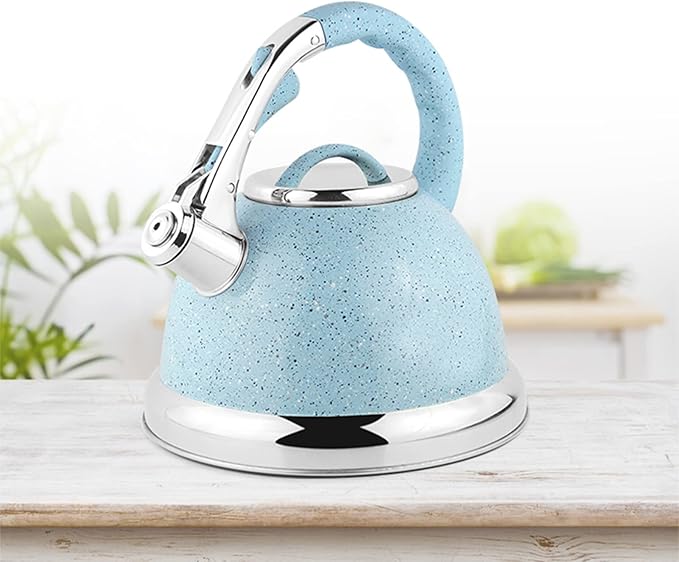 Whistling Tea Kettle for Stovetop, 3.2 Quart Tea Pot Food Grade Stainless Steel Teapot, Teakettle Compatible with All Stove Tops (Color : Blue)