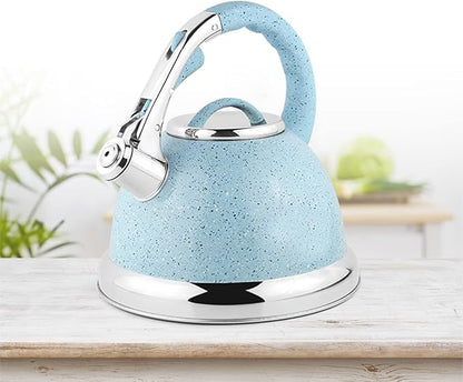 Whistling Tea Kettle for Stovetop, 3.2 Quart Tea Pot Food Grade Stainless Steel Teapot, Teakettle Compatible with All Stove Tops (Color : Blue)