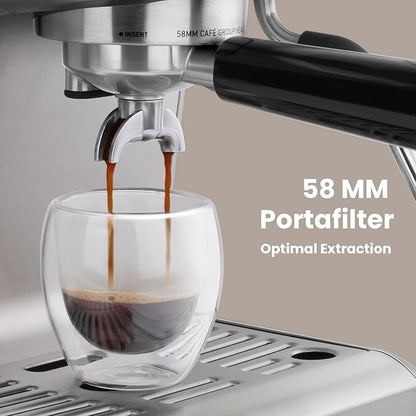 Gevi 58mm Commercial Grade Espresso Machine with PID Temp Control, Adjustable Shot/Temp, Powerful Steam Wand & Barista Kit - Ideal for Home & Café (EzBru 1000)