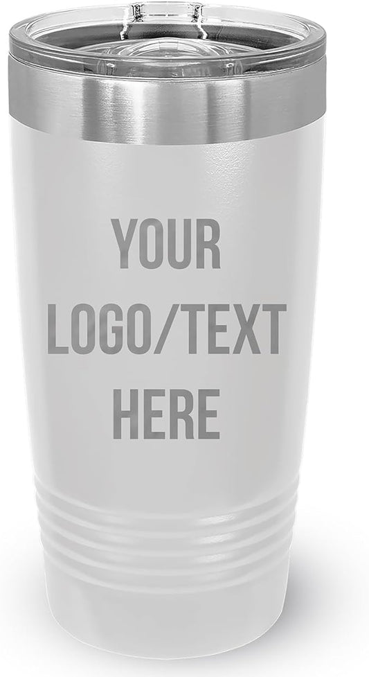 Stainless Steel Tumbler Personalized-Custom Engraved (White-Sliver, 1 Count (Pack of One))