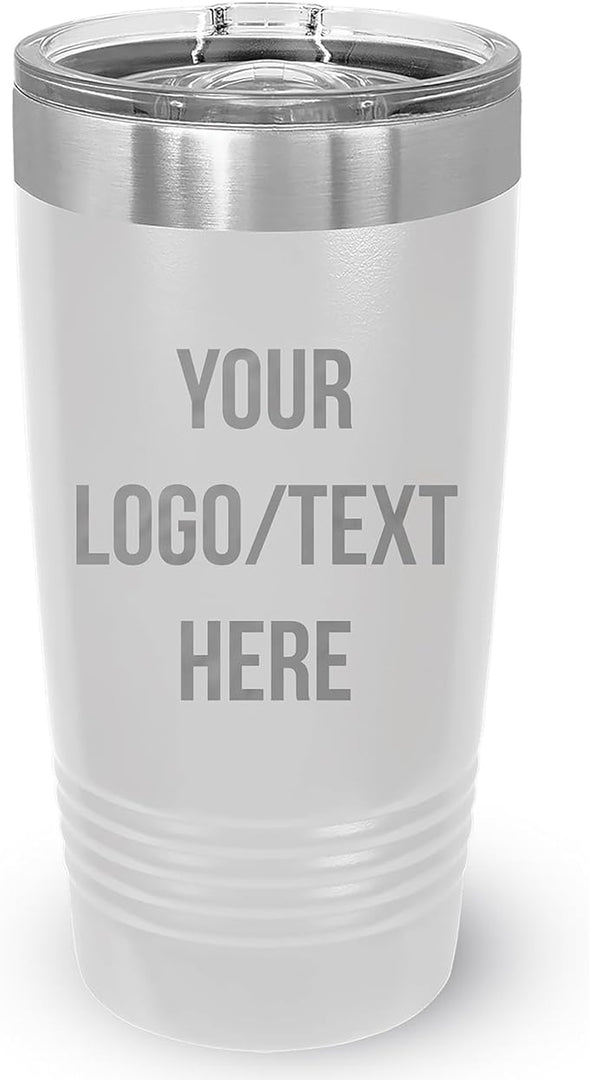 Stainless Steel Tumbler Personalized-Custom Engraved (White-Sliver, 1 Count (Pack of One))