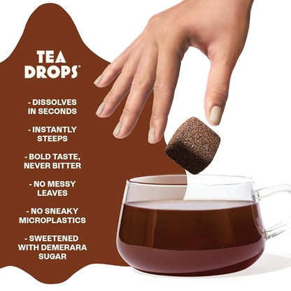 Tea Drops 30 Bulk Pack Organic Chocolate Earl Grey Bagless Tea - Loose Leaf, Lightly Sweetened, On-The-Go. Plastic-Free - Iced or Hot Tea