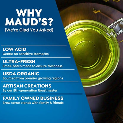 Maud's Organic Jasmine Green Tea Pods, 48 ct, Recyclable Single Serve Tea Pods – 100% Gourmet Blended Tea Leaves, Compatible with Keurig K Cups Maker