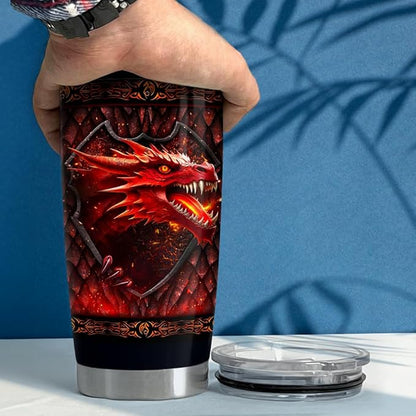 SANDJEST Dragon Tumbler 20oz Stainless Steel Insulated Coffee Travel Mug Cup for Men Dragon Gifts for Birthday Christmas Fathers Day