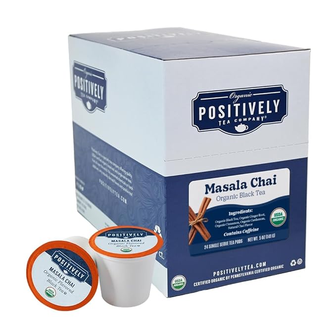 Organic Positively Tea Company, Masala Chai Black Tea, K-Cup Compatible, 24 Pods