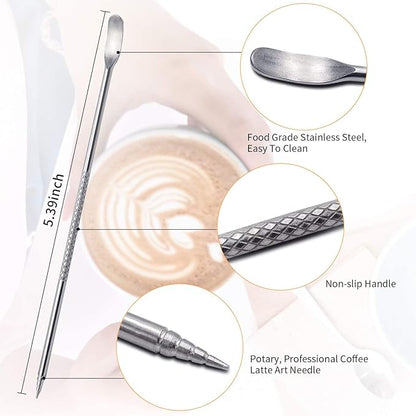 Espresso Milk Frothing Pitcher, 20OZ/600ML Stainless Steel Milk Frother Cup with Decorating Art Pen for Espresso Machine