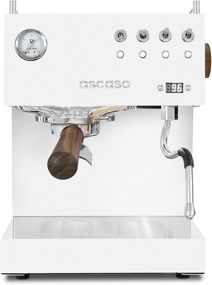 Ascaso Steel PID Programmable Espresso Machine w/Volumetric Controls, Single Thermoblock, 120V (SINGLE, WHITE)