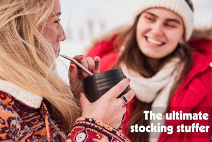 JoGo - The Original Coffee and Tea Brewing Straw - Portable Coffee Maker - Stainless Steel Single Serve Strainer - Filter Function for Hot & Cold Brew - Yerba Mate Straw for Loose Leaf Teas & Coffee