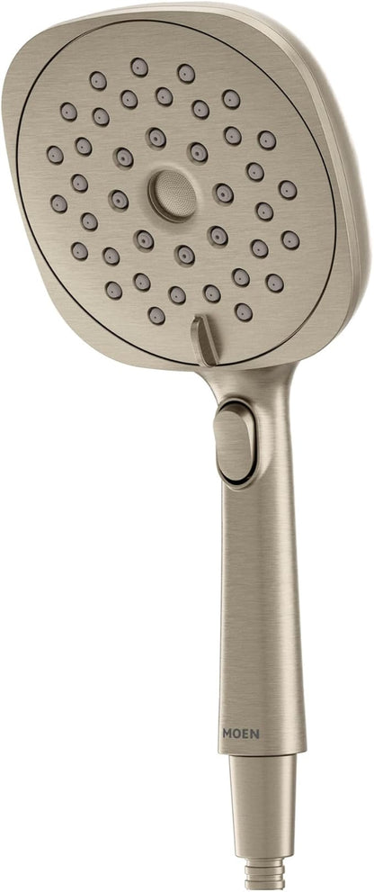 Moen Verso Eco-Performance Infiniti Dial Square Handheld Shower, 5-Inch Diameter Spray Head, Brushed Nickel, 220H5EPBN