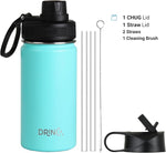 Load image into Gallery viewer, DRINCO Stainless Steel Water Bottle Spout Lid Vacuum Insulated Double Wall Water Bottle Wide Mouth (40oz 32oz 22oz 18oz 14oz) Leak Proof Keeps Cold or Hot (14 oz, 14oz Teal)
