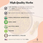 Load image into Gallery viewer, Organic Turmeric Ginger Tea - AIP diet, Whole 30, Paleo friendly, Golden Tonic Herbal Blend - Ayurvedic rooibos herbs, 100% Organic Gluten-Free