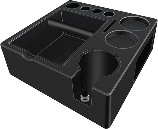 Espresso tamping station knock box,tamper station,Espresso station fit for storage 51-58mm tamper,distributor,portafilter,puck screen accessories,9 in 1 espresso knock box and tamper station