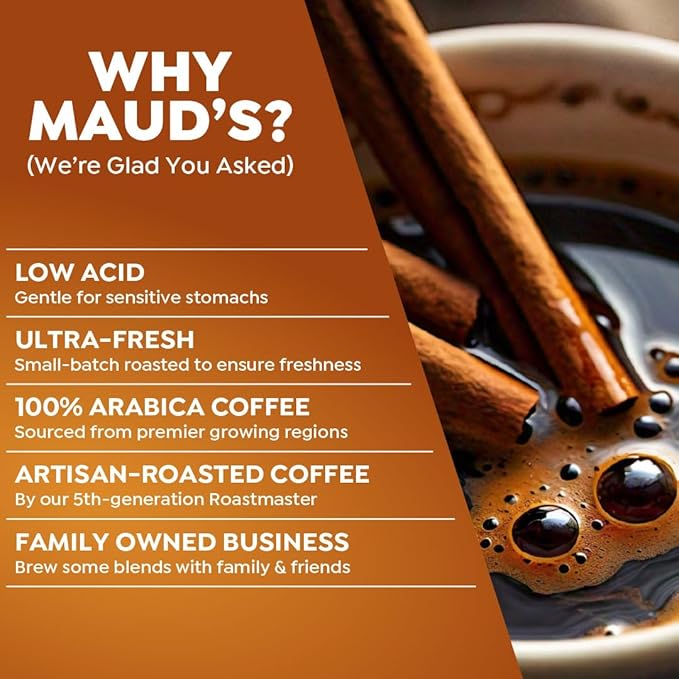 Maud's Cinnamon Roll Flavored Coffee Pods, 50 ct, Medium Roast Flavored Coffee in Recyclable Single Serve Pods – 100% Arabica Beans, Compatible with Keurig K Cups Maker