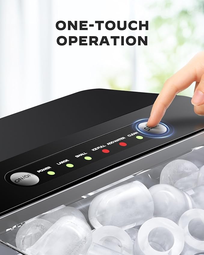Silonn Ice Maker Countertop, Portable Ice Machine with Carry Handle, Self Cleaning Ice Makers with 1.8 L Water Tank and Big Ice Basket, 9 Cubes in 6 Mins, Ideal for Home Kitchen RV