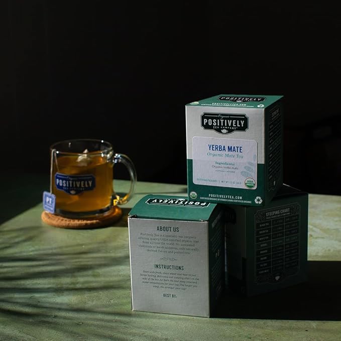 Organic Positively Tea Company, Yerba Mate Tea Bags (Unsmoked), 20 Count