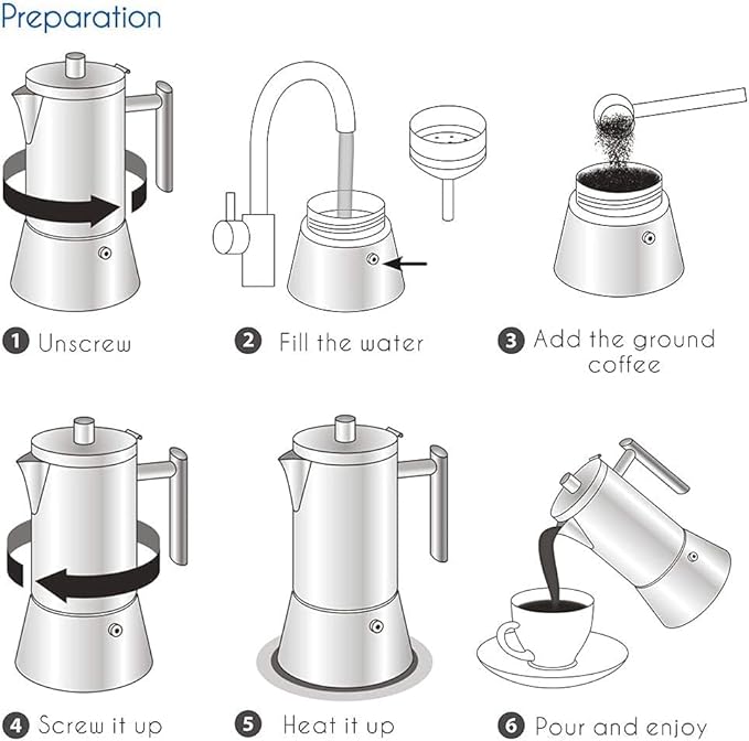 Easyworkz Pedro Stovetop Espresso Maker 6Cup 300ml Stainless Steel Italian Coffee Machine Maker Moka Pot Induction Espresso Pot