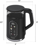 Load image into Gallery viewer, OVENTE Electric Kettle 1500W Fast Boiling Water Heater with 1.7L Double Wall Insulated Borosilicate Glass Interior, Digital Touchscreen, Keep Warm, Auto-Shut Off and Boil-Dry Protection, Black KD96B